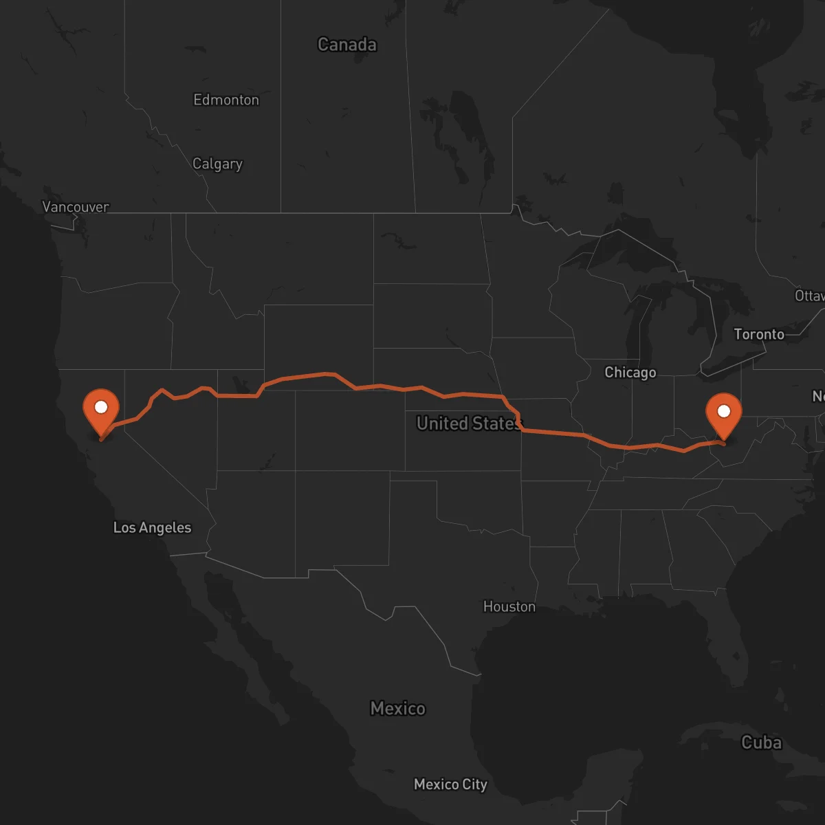 Ruta Sacramento - Charleston