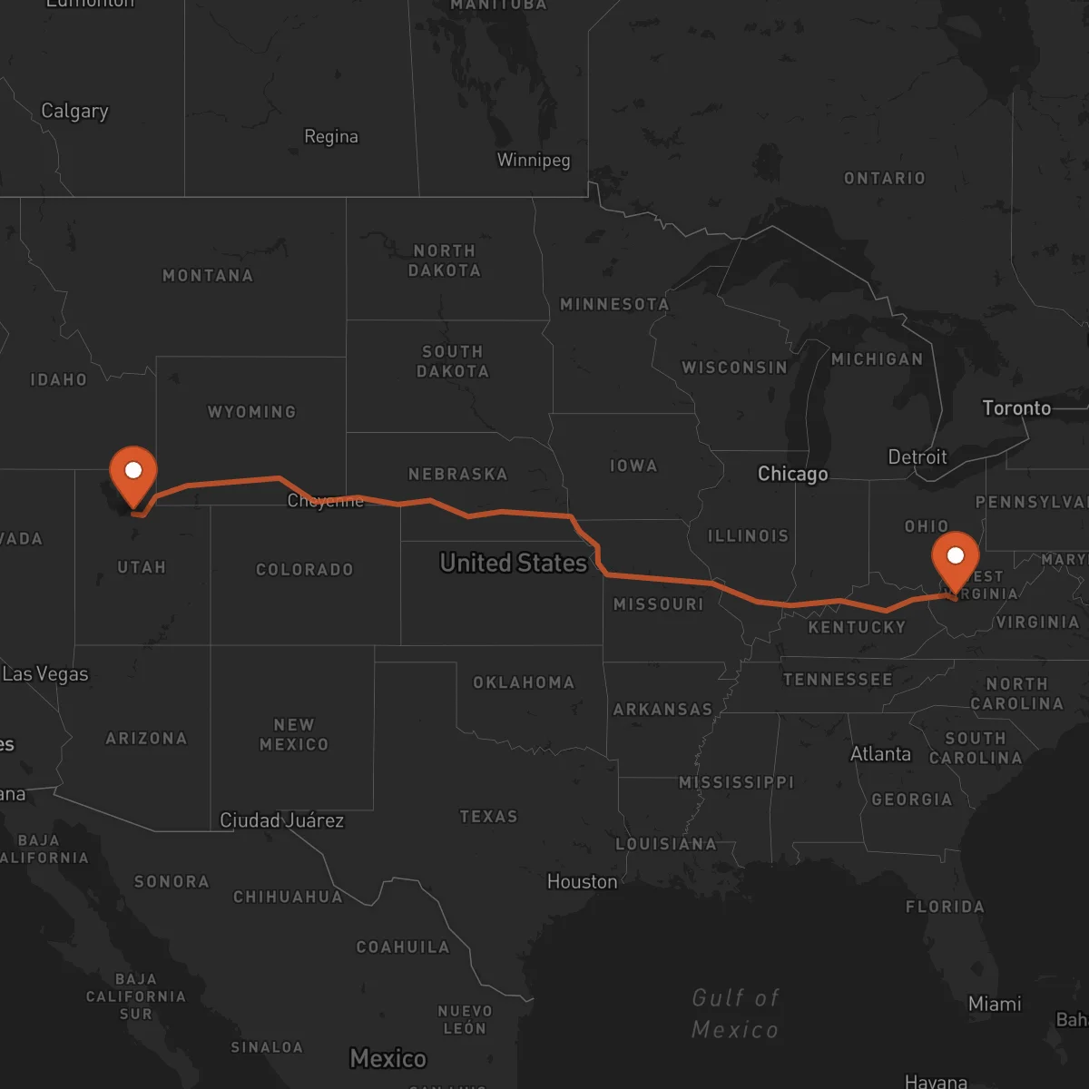 Ruta Salt Lake City - Charleston
