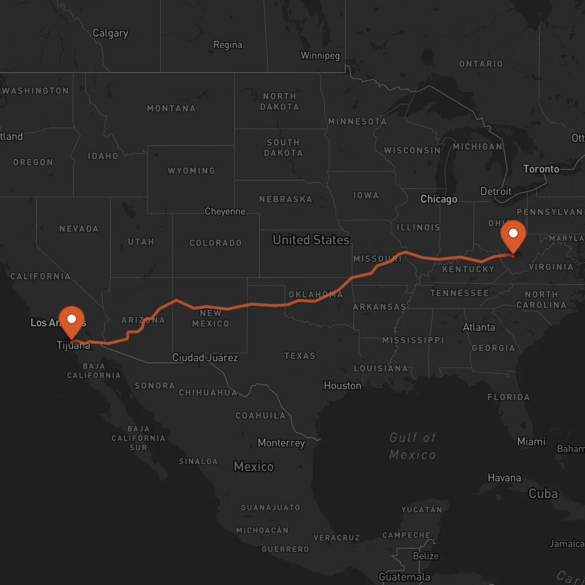 Ruta Charleston - San Diego
