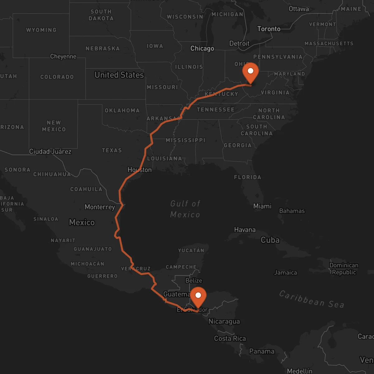 Ruta San Francisco Gotera - Charleston