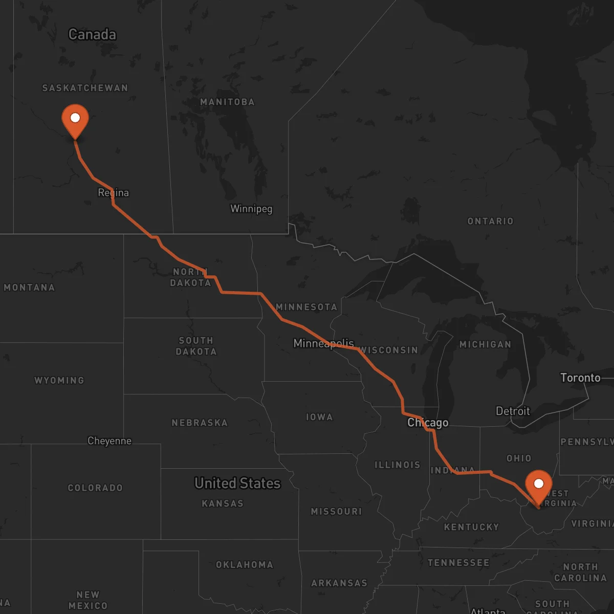 Ruta Charleston - Saskatoon