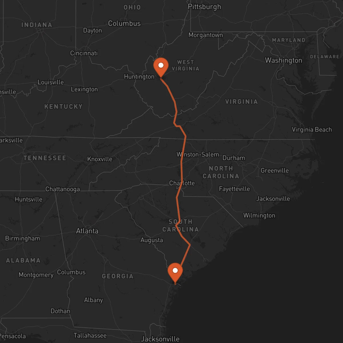 Ruta Charleston - Savannah