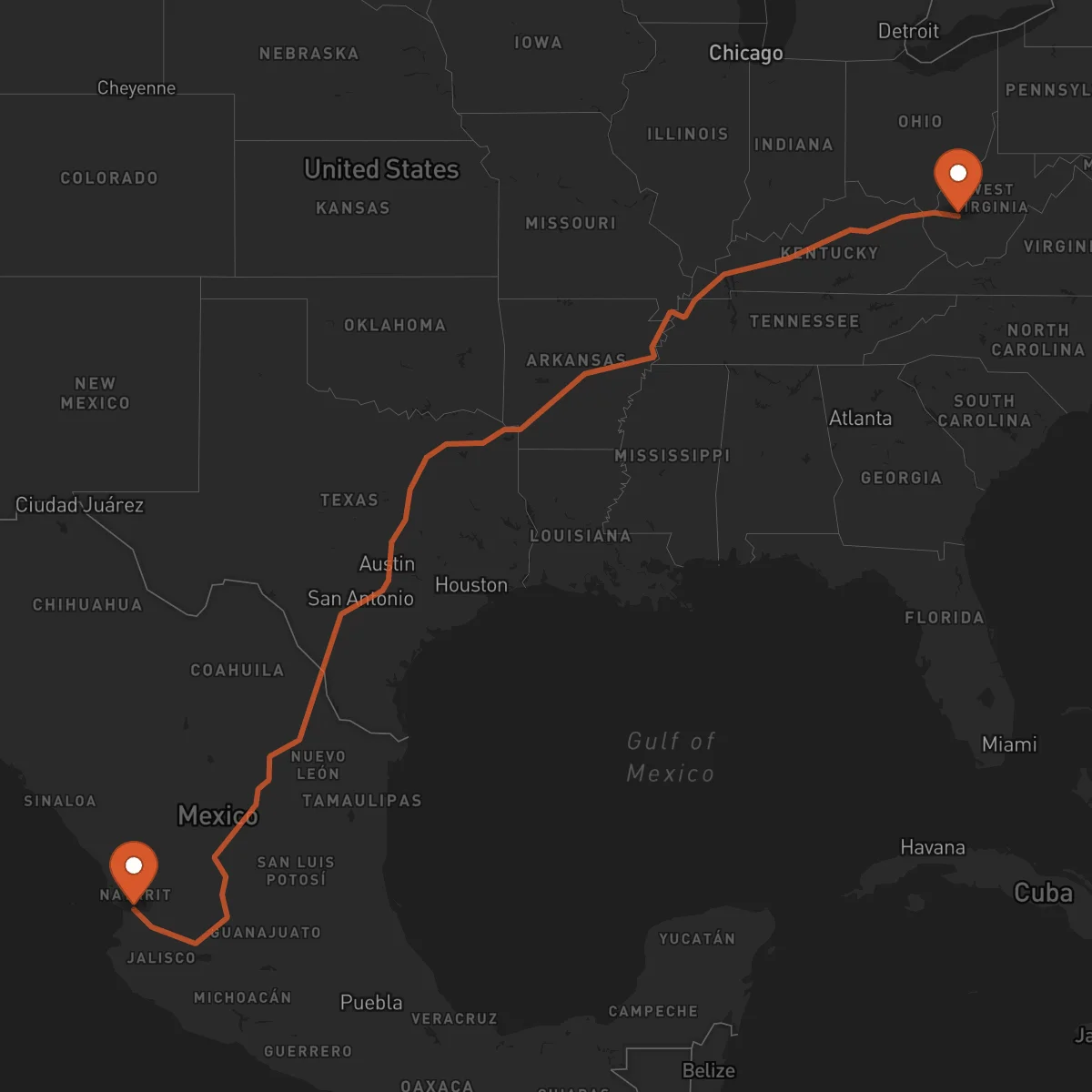 Ruta Tepic - Charleston