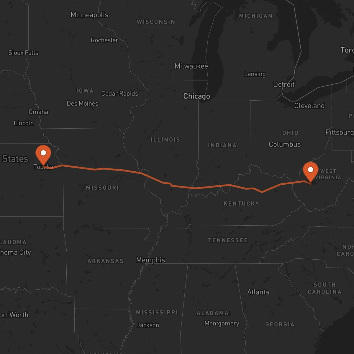 Ruta Charleston - Topeka