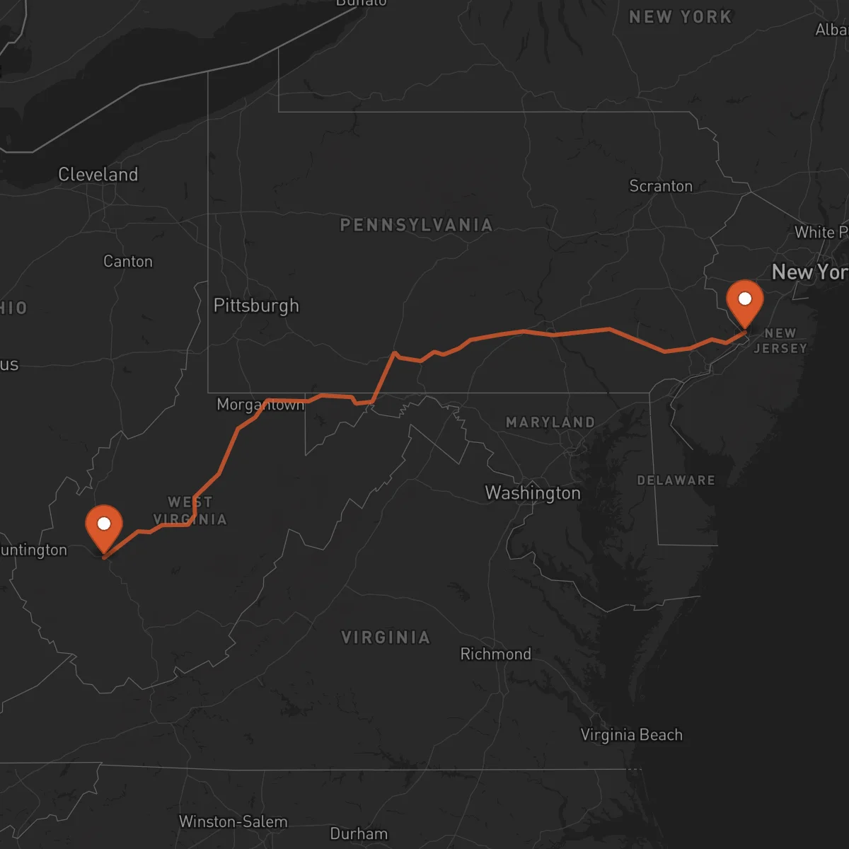 Ruta Charleston - Trenton