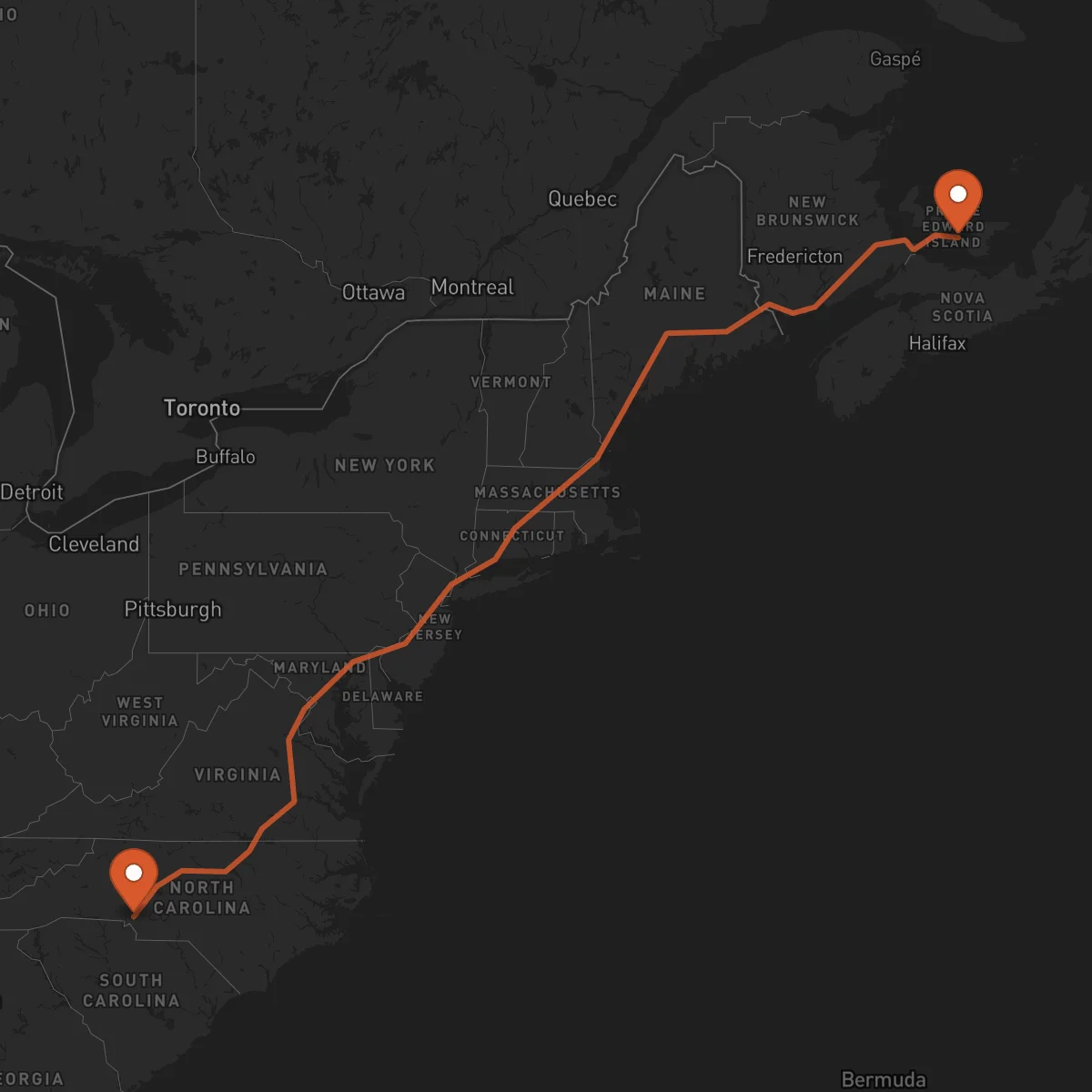 Ruta Charlottetown - Charlotte