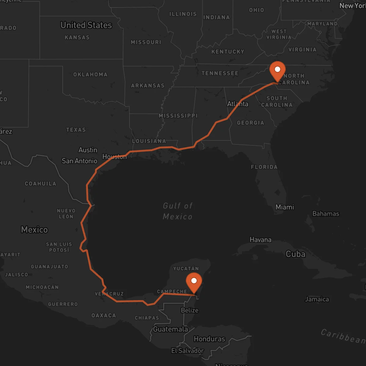 Ruta Chetumal - Charlotte