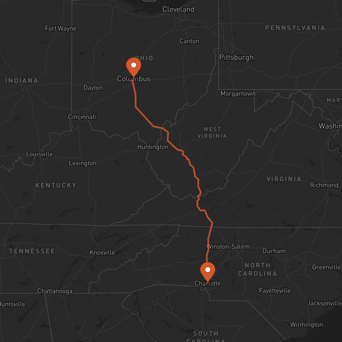 Ruta Columbus - Charlotte
