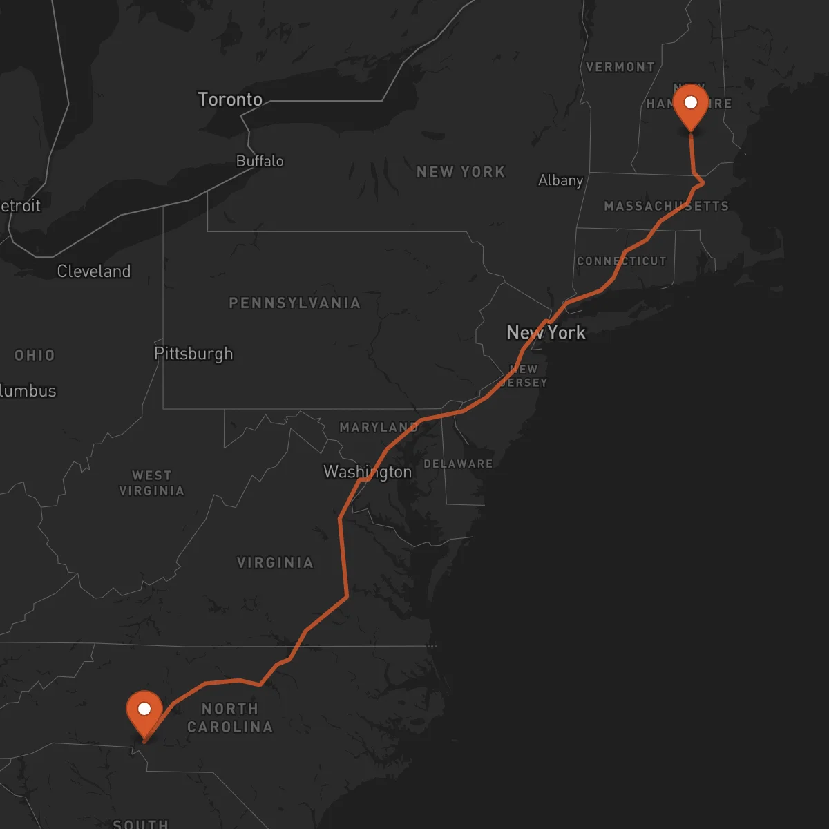 Ruta Concord - Charlotte