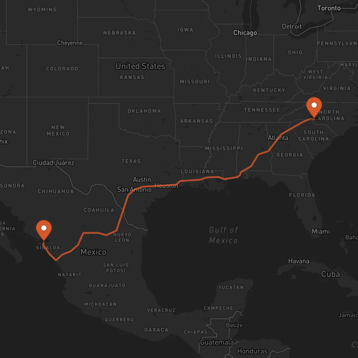 Ruta Culiacán Rosales - Charlotte
