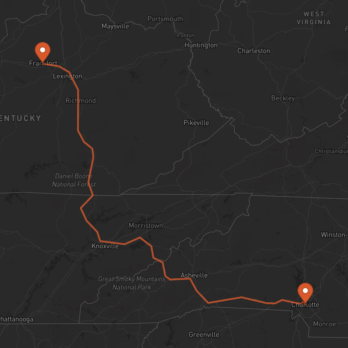 Ruta Frankfort - Charlotte