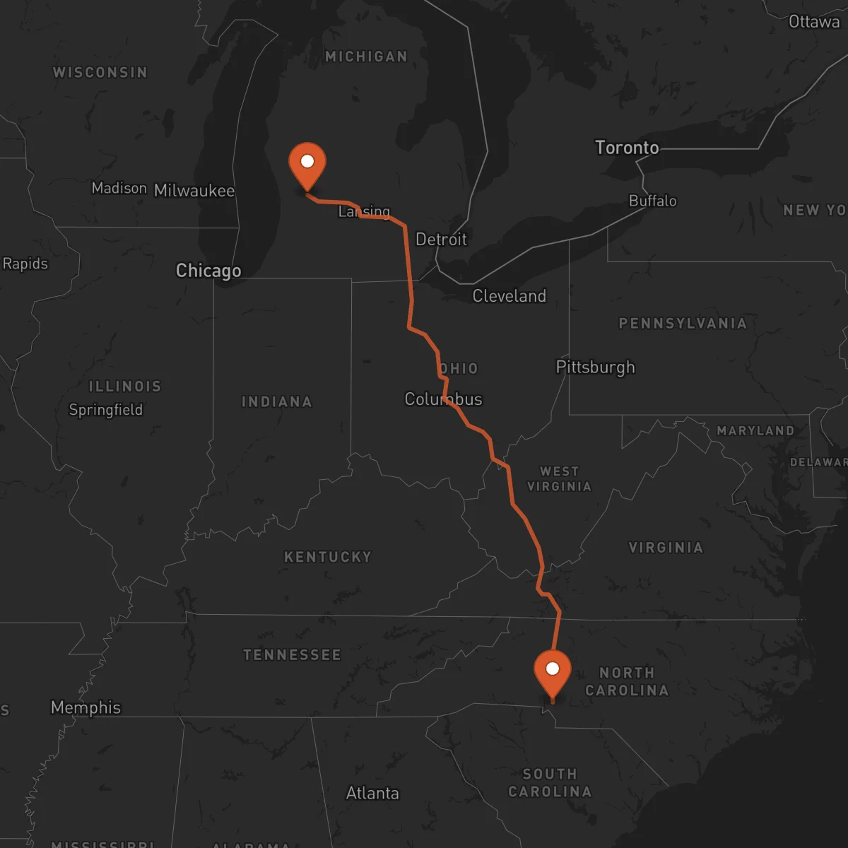 Ruta Grand Rapids - Charlotte