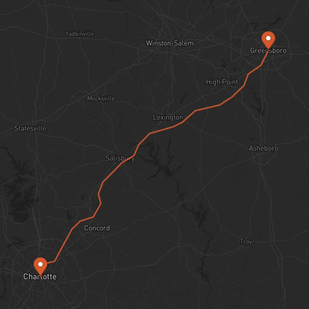 Ruta Charlotte - Greensboro
