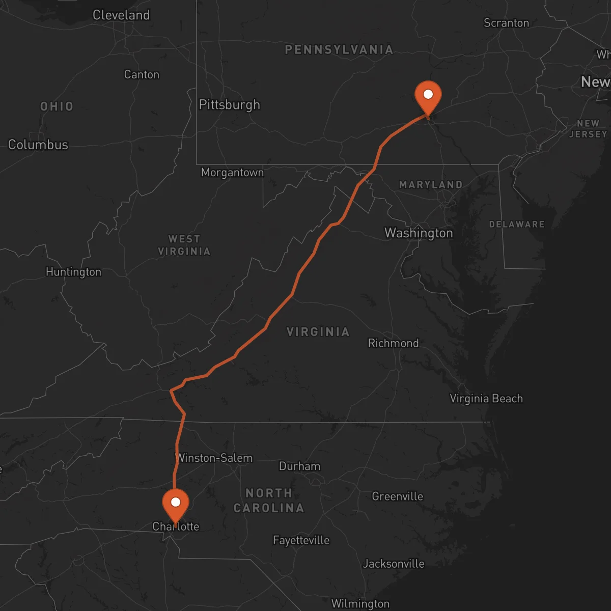 Ruta Charlotte - Harrisburg