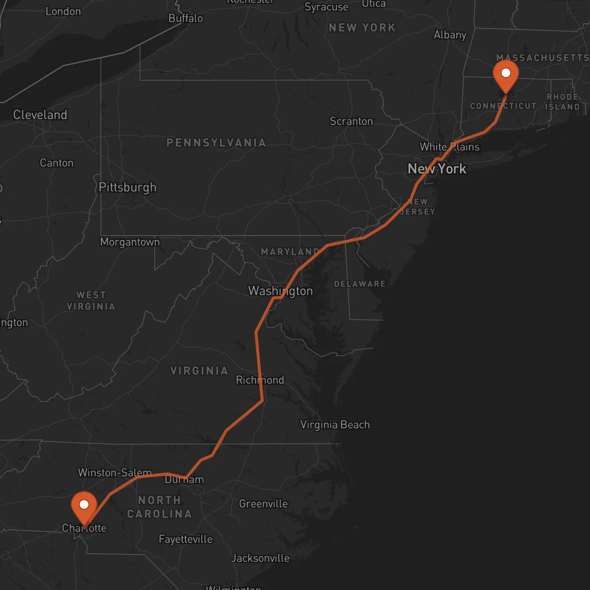 Ruta Charlotte - Hartford