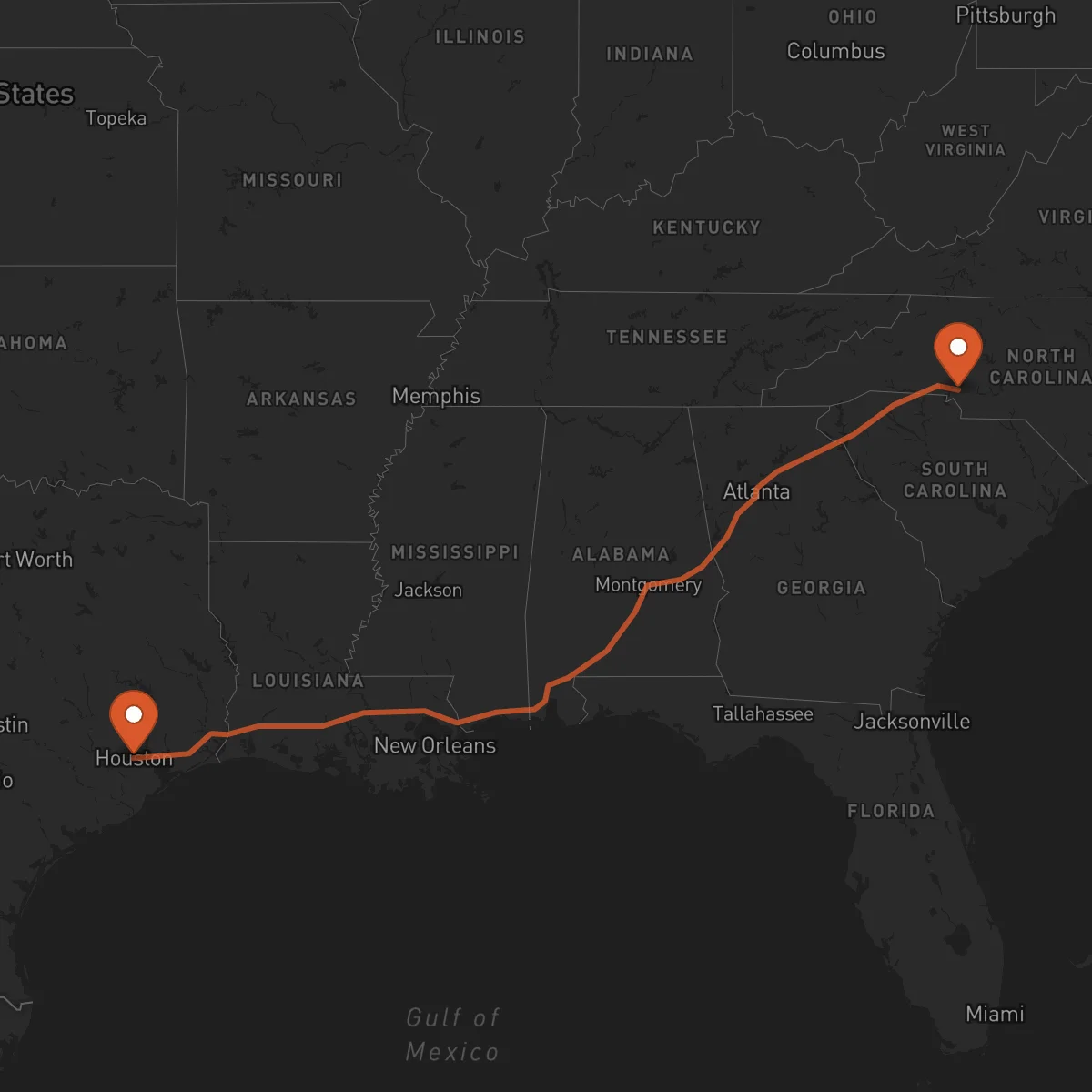 Ruta Houston - Charlotte