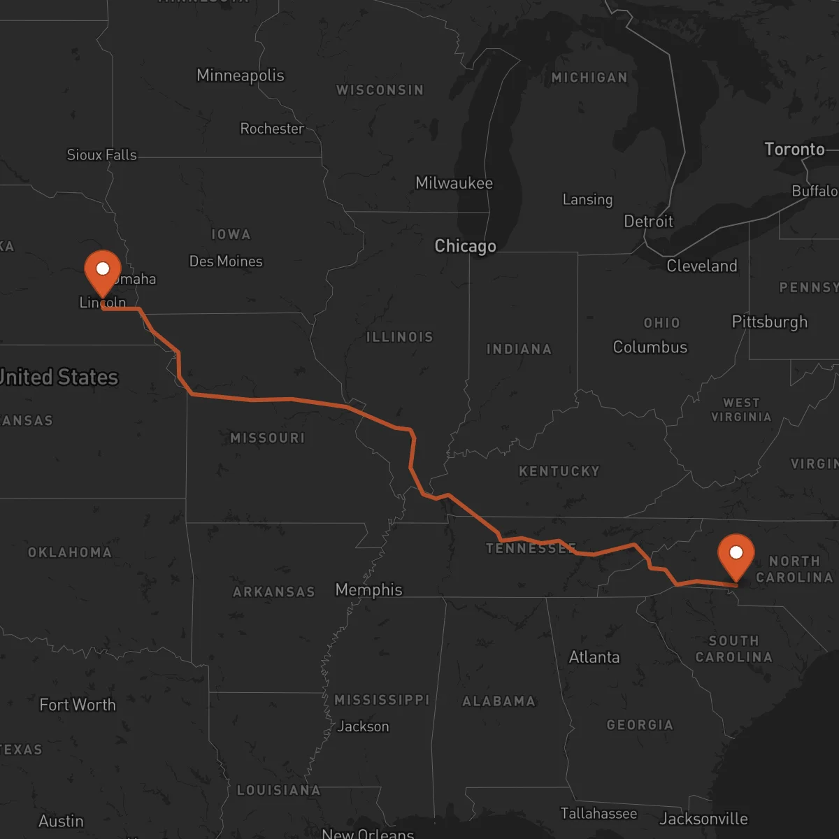 Ruta Lincoln - Charlotte