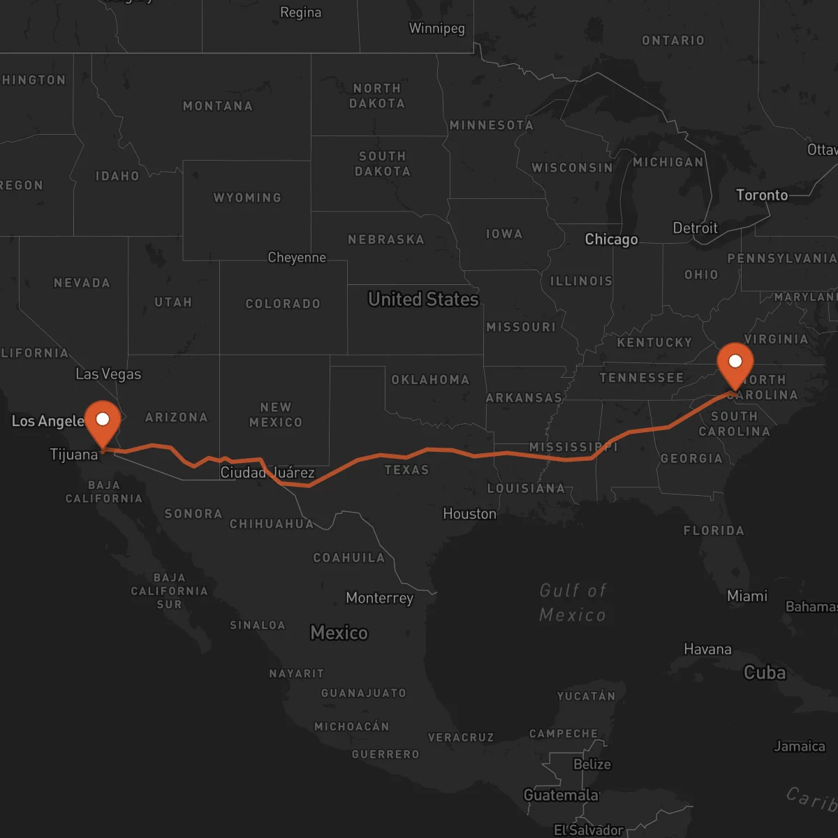 Ruta Mexicali - Charlotte