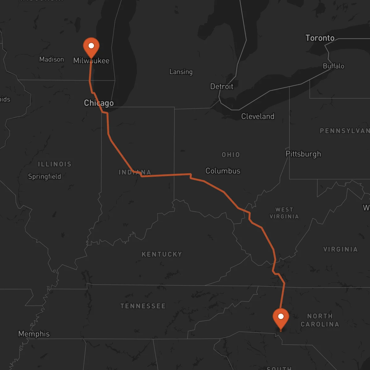 Ruta Milwaukee - Charlotte