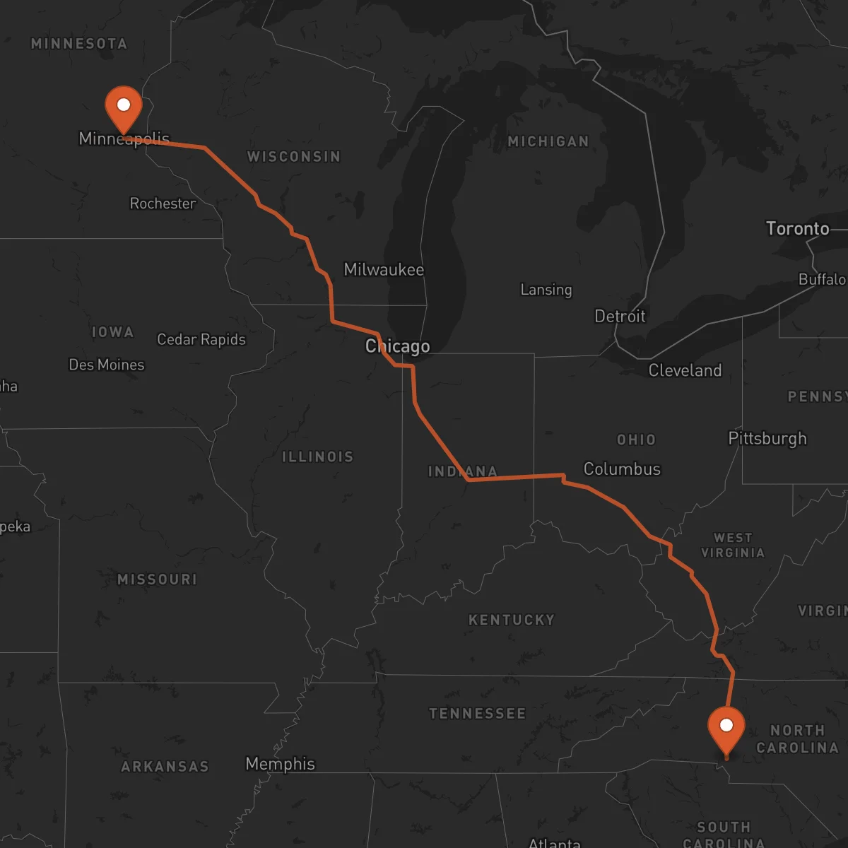 Ruta Charlotte - Minneapolis
