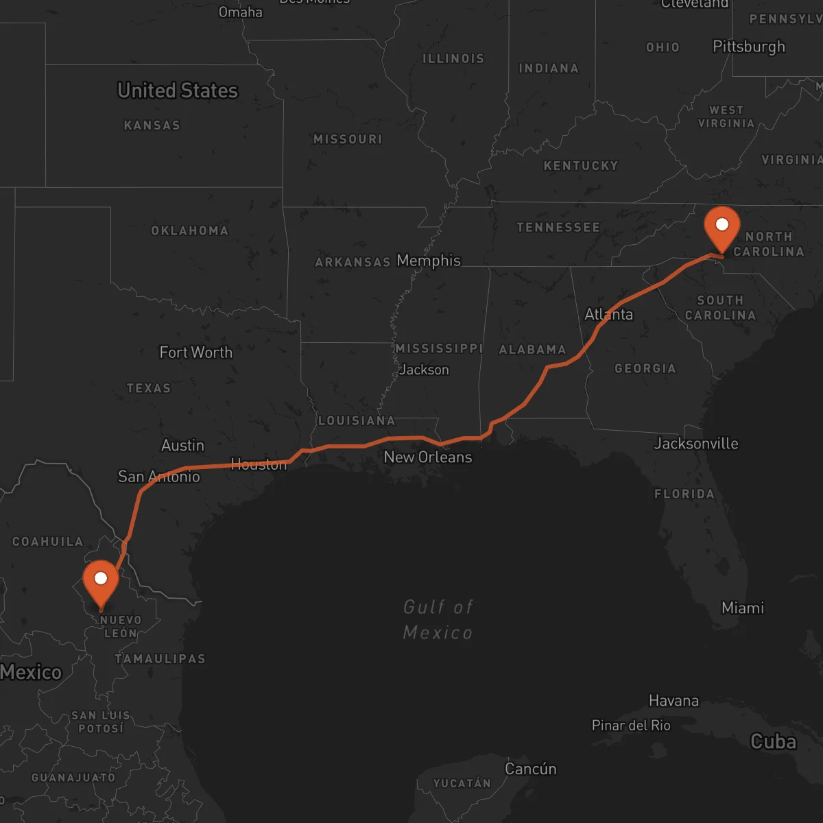 Ruta Monterrey - Charlotte
