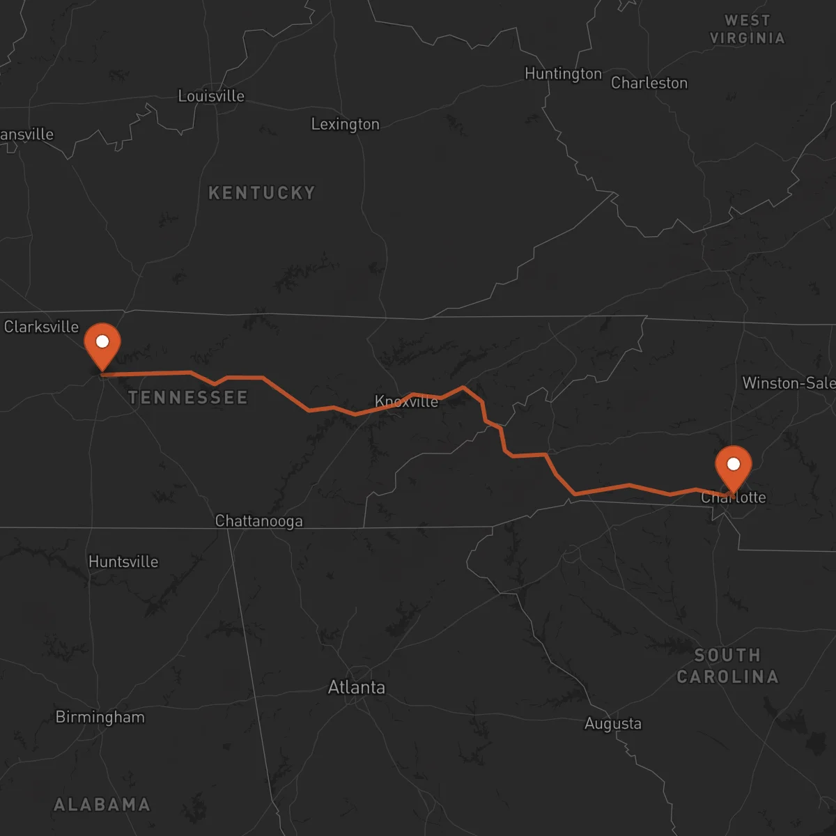 Ruta Nashville - Charlotte
