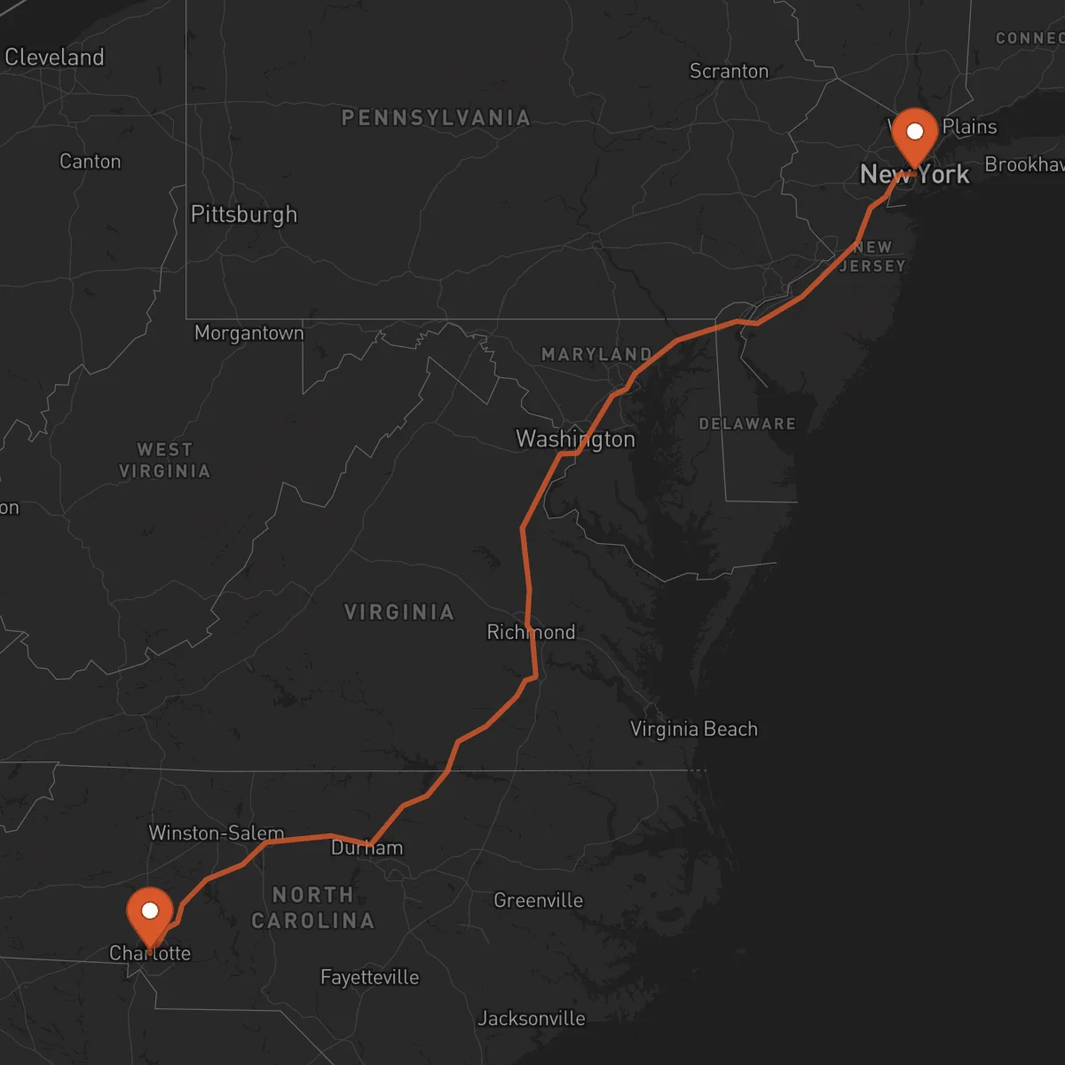 Ruta Charlotte - New York