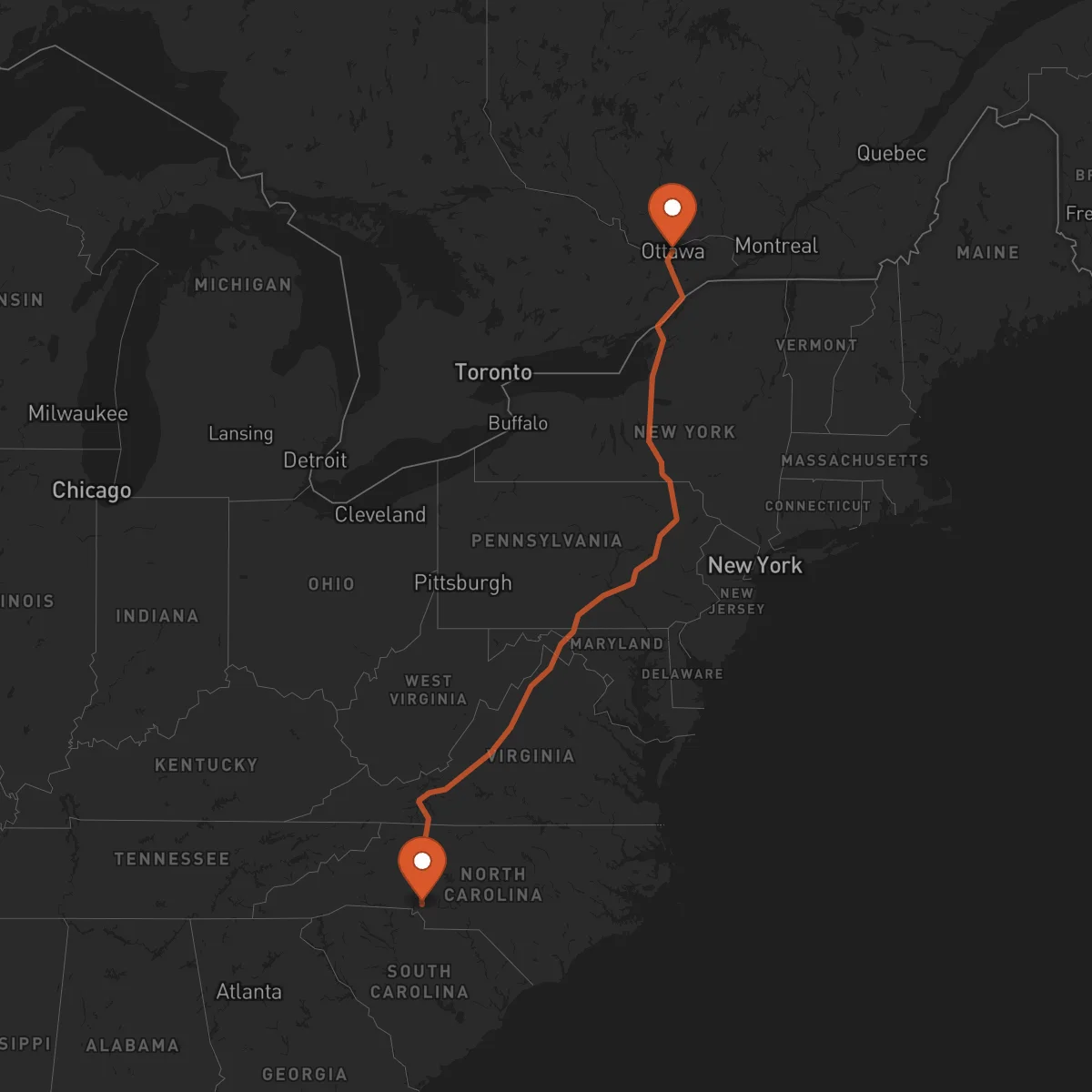 Ruta Ottawa - Charlotte