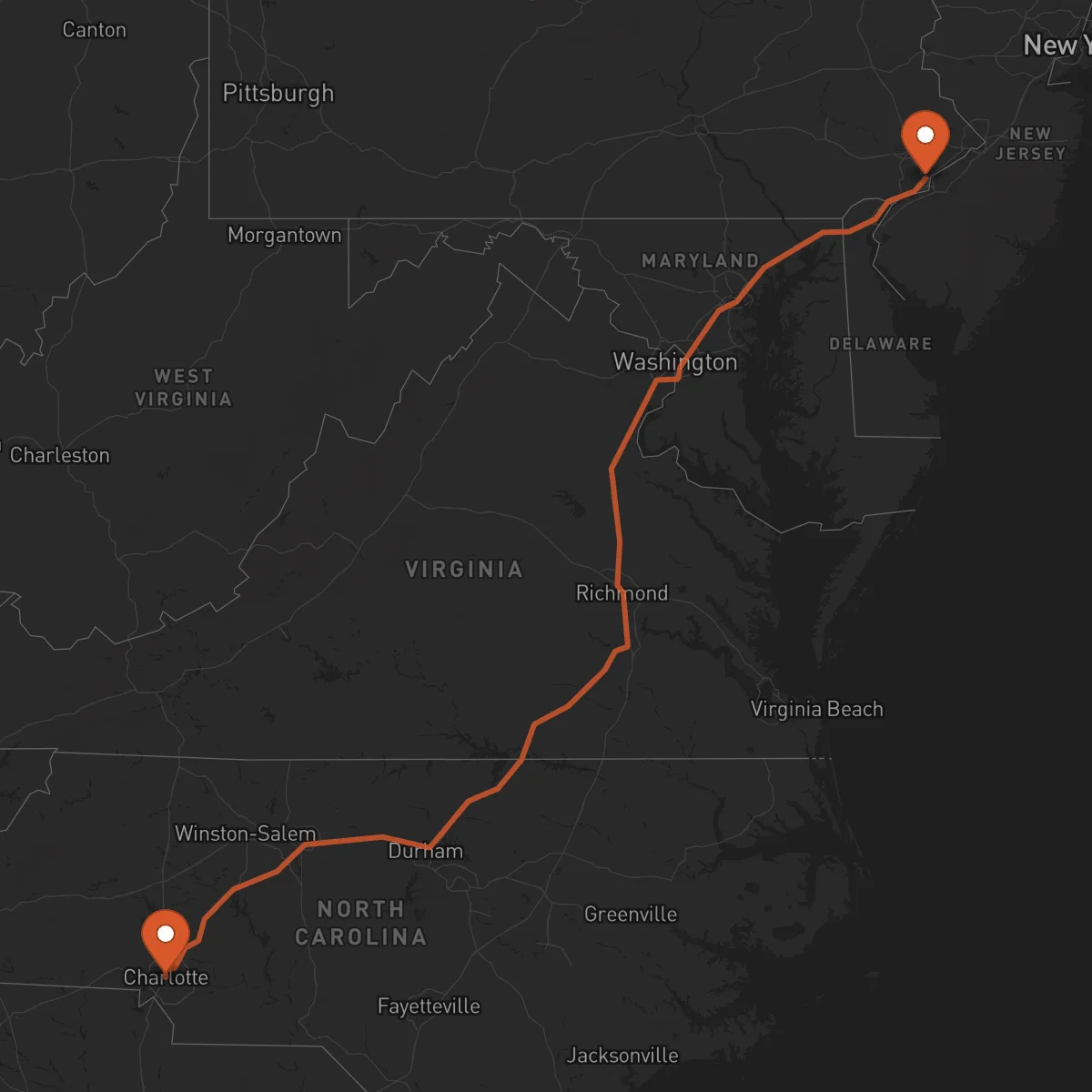 Ruta Charlotte - Philadelphie