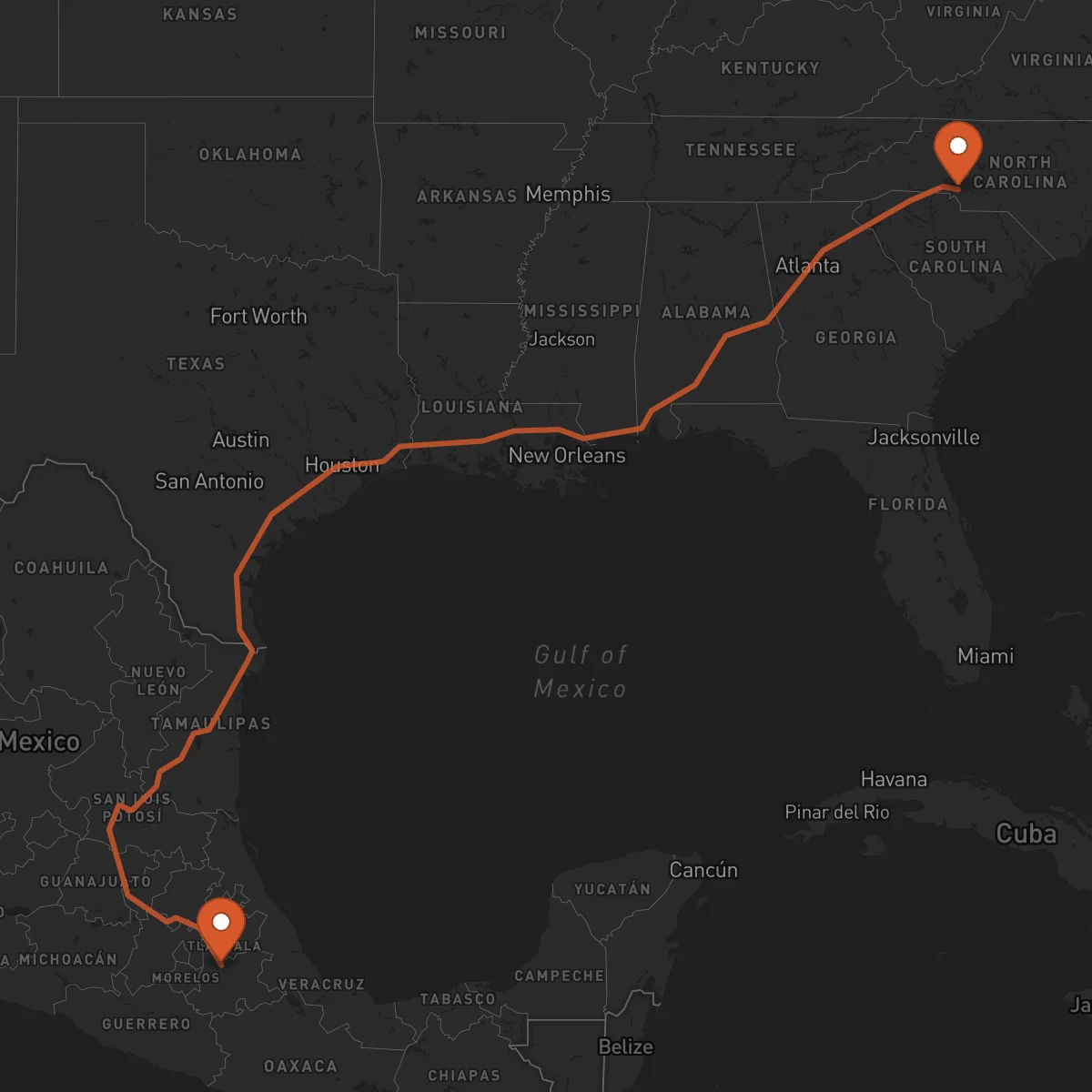 Ruta Puebla de Zaragoza - Charlotte