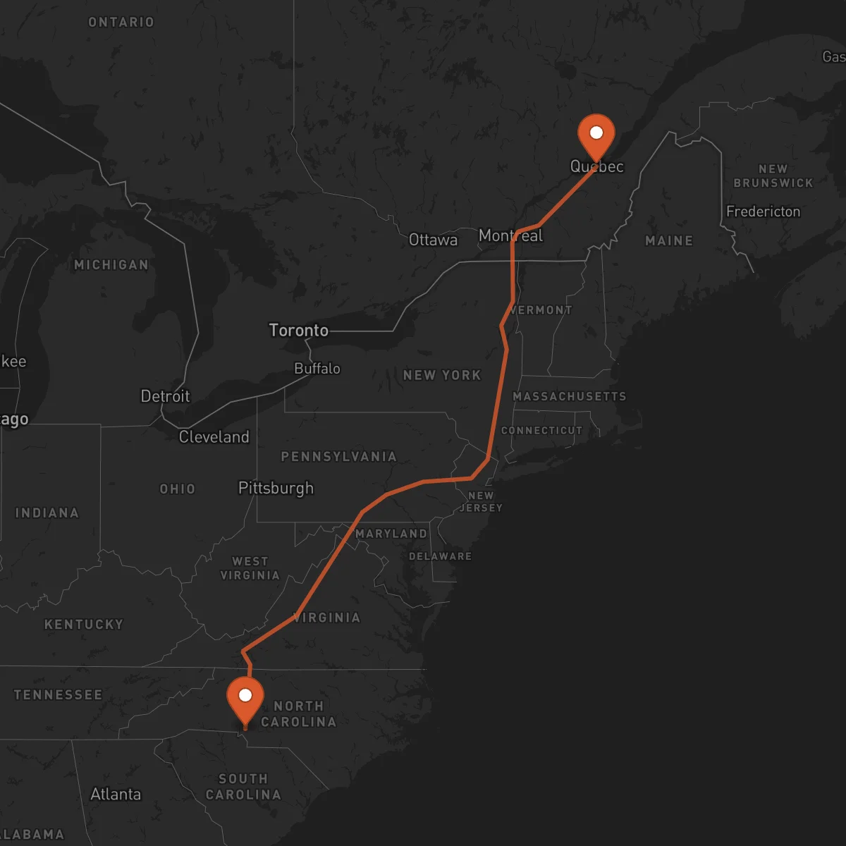Ruta Charlotte - Quebec City
