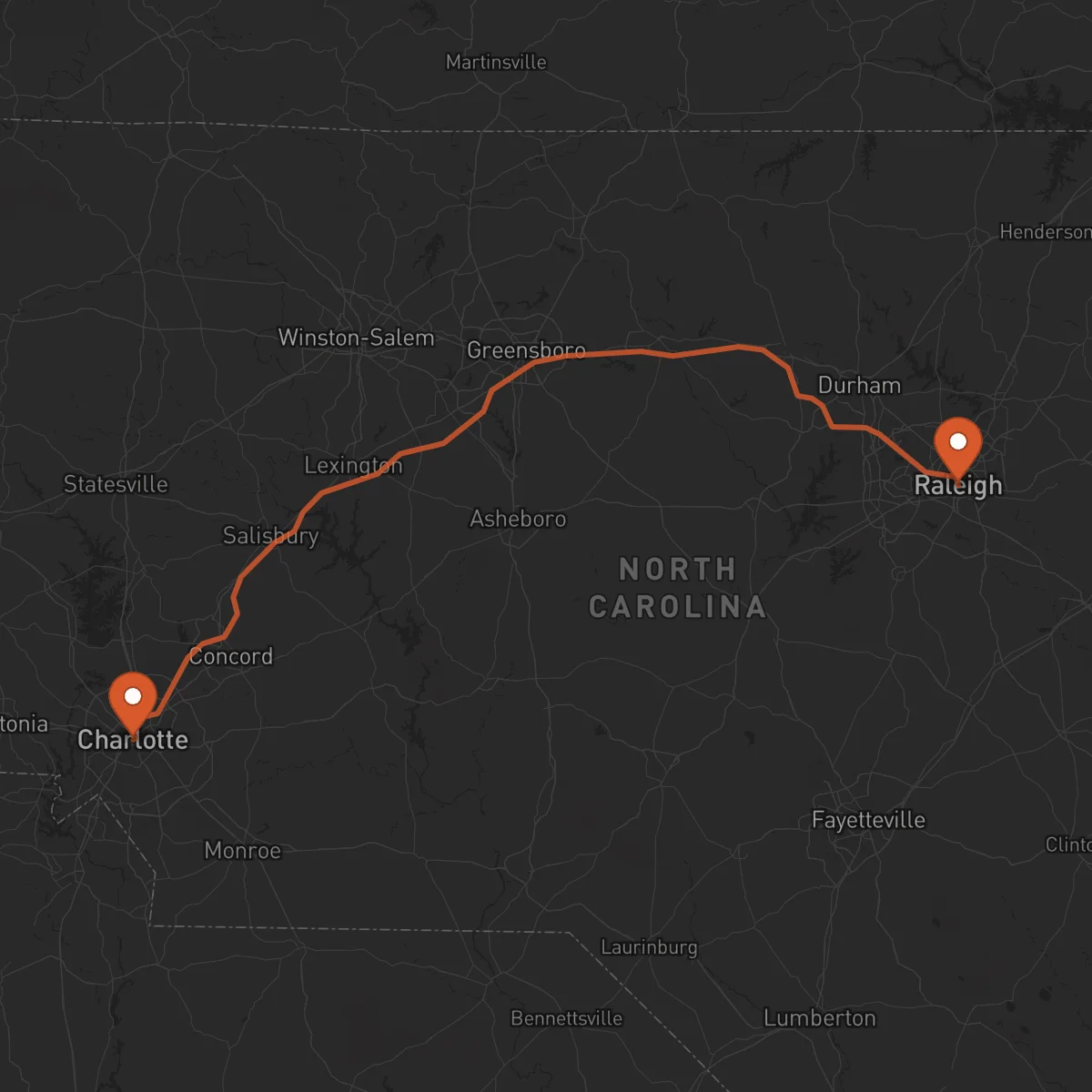 Ruta Raleigh - Charlotte