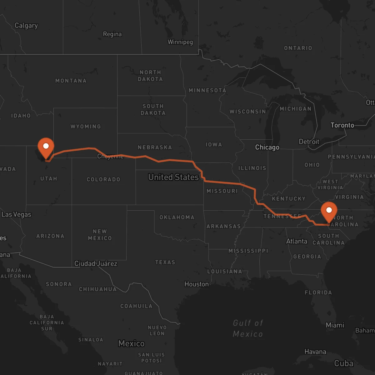 Ruta Salt Lake City - Charlotte