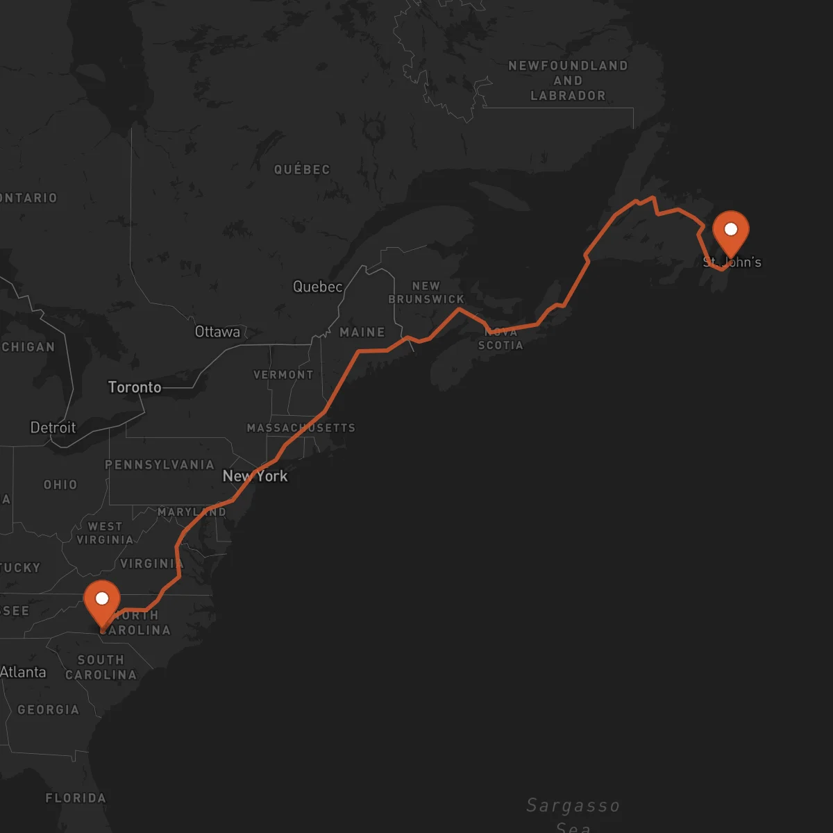 Ruta Charlotte - San Juan de Terranova (St. John's)