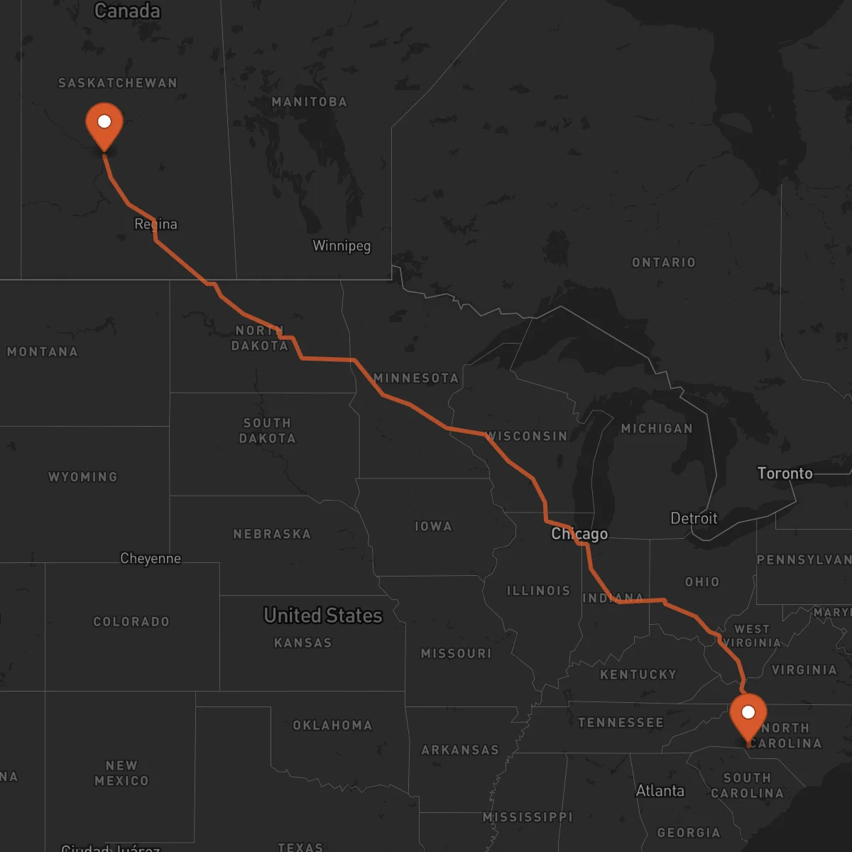 Ruta Saskatoon - Charlotte