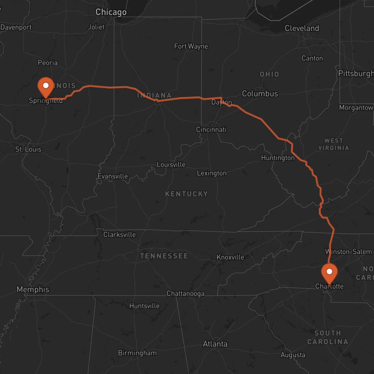 Ruta Springfield - Charlotte