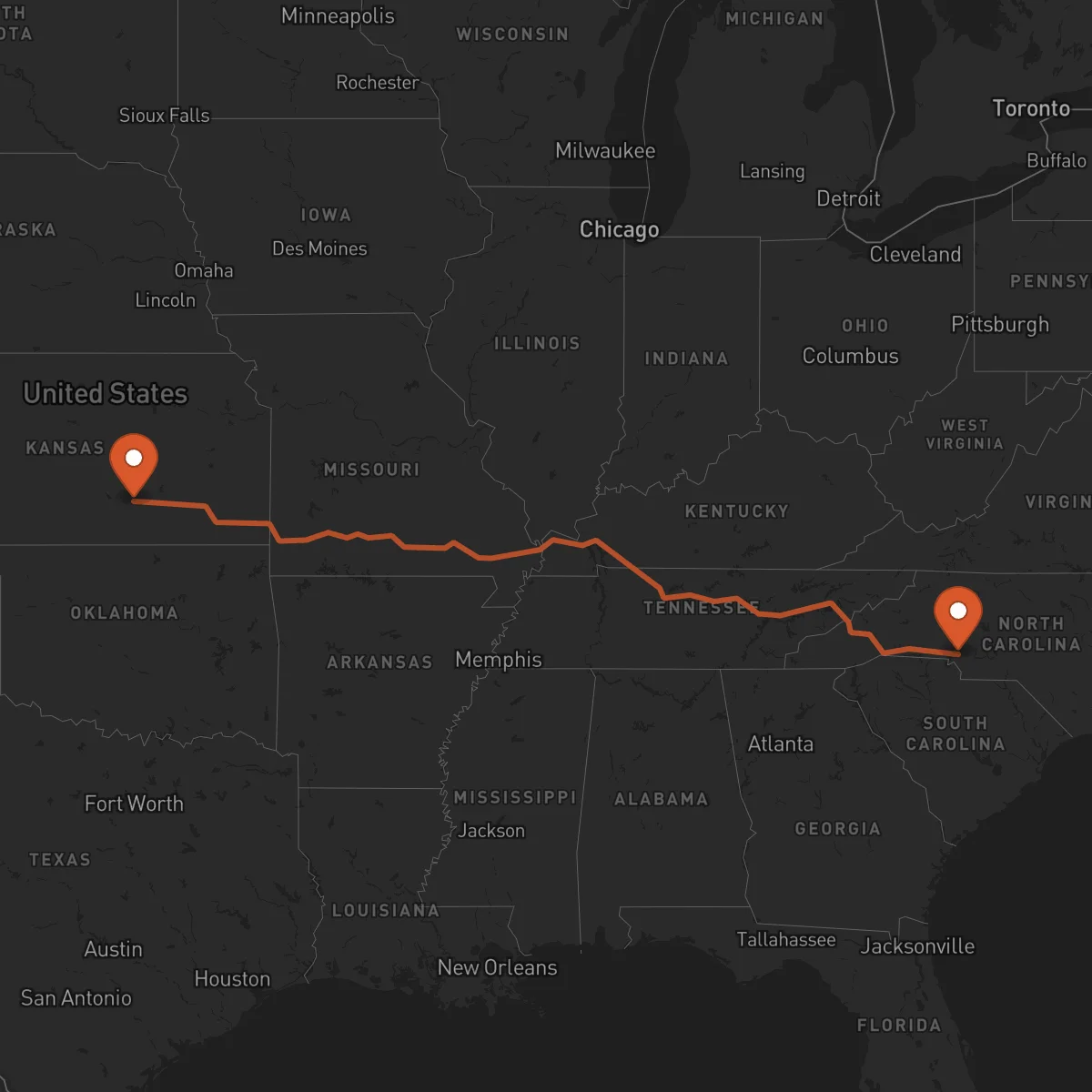 Ruta Wichita - Charlotte