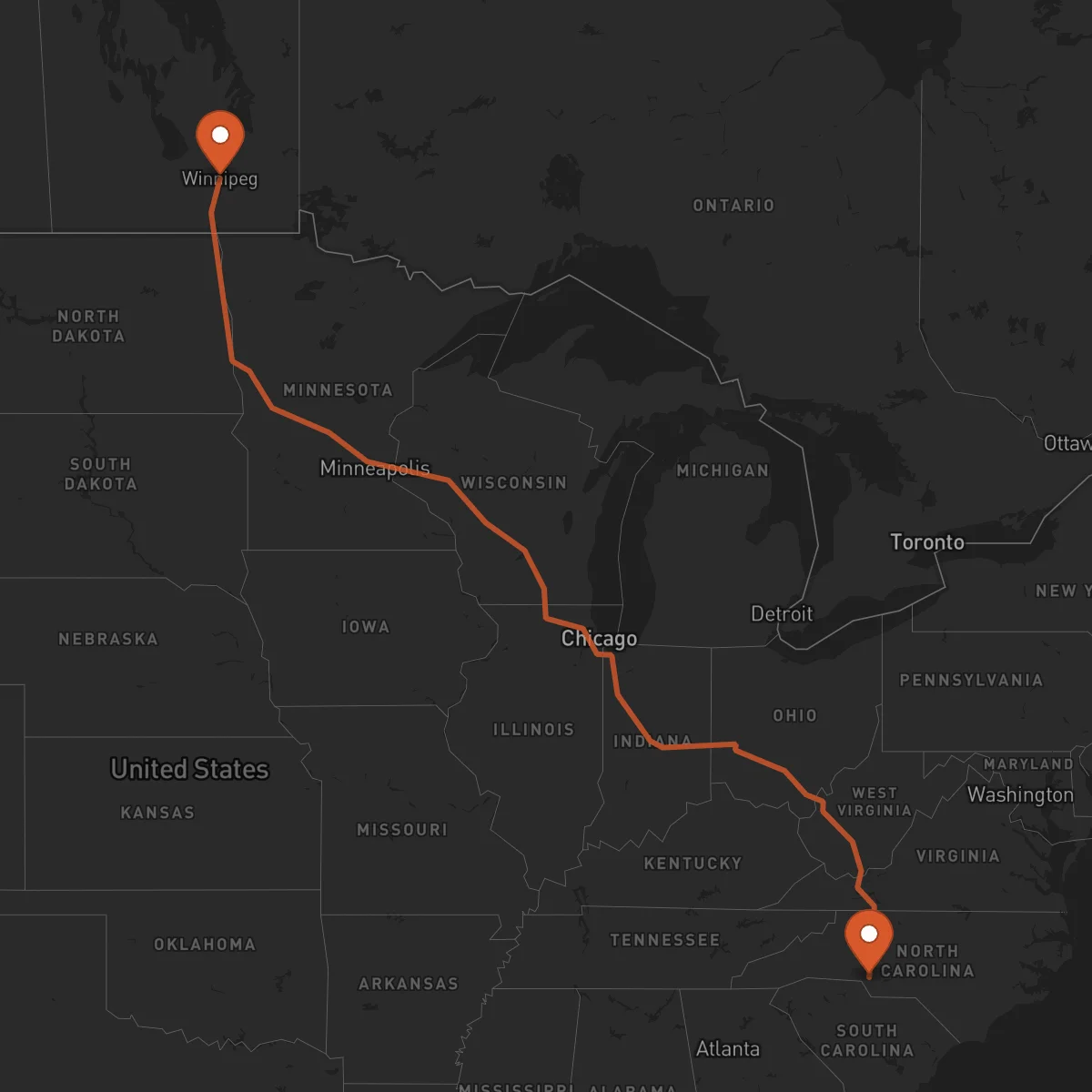 Ruta Charlotte - Winnipeg