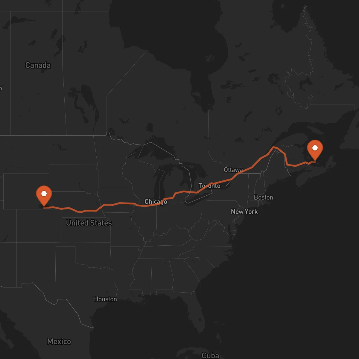 Ruta Charlottetown - Cheyenne