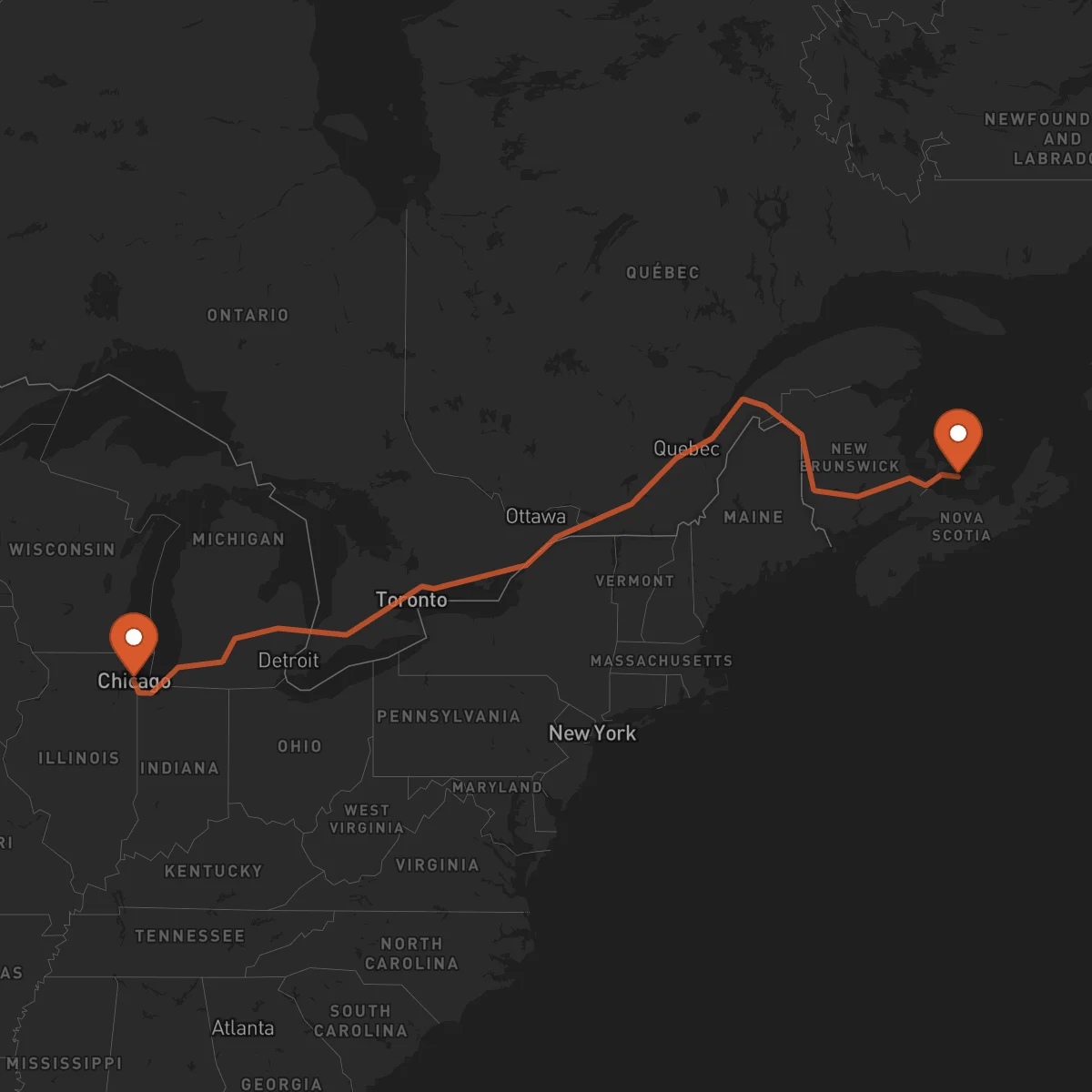 Ruta Chicago - Charlottetown
