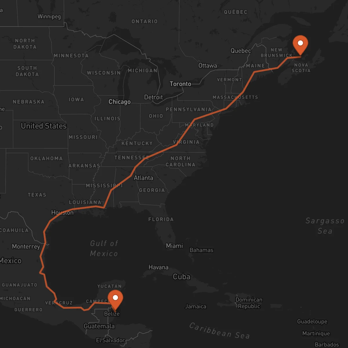 Ruta Ciudad de Belice - Charlottetown