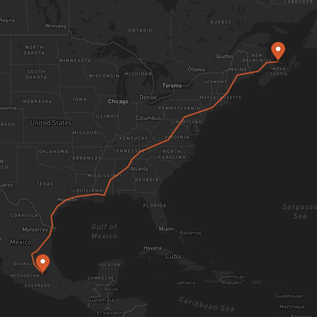 Ruta Ciudad de México - Charlottetown