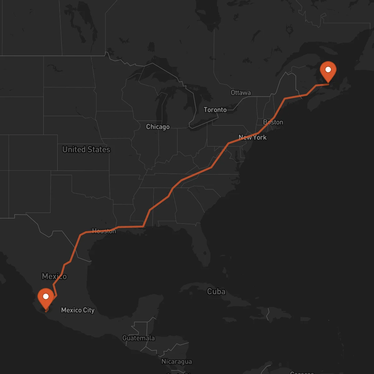 Ruta Charlottetown - Colima