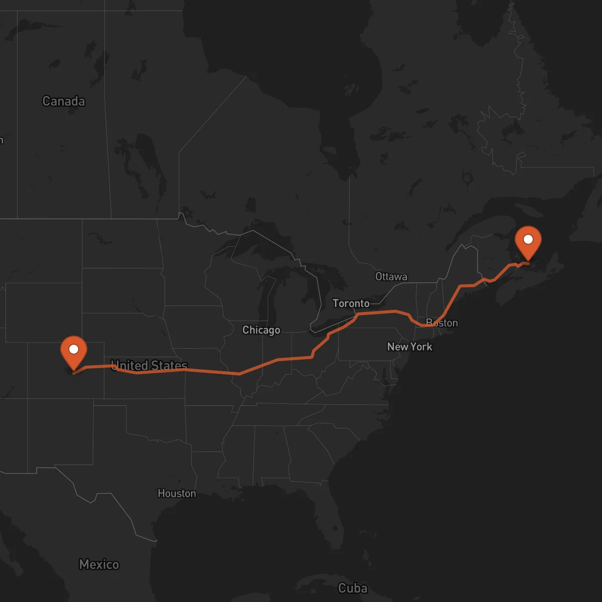 Ruta Charlottetown - Colorado Springs