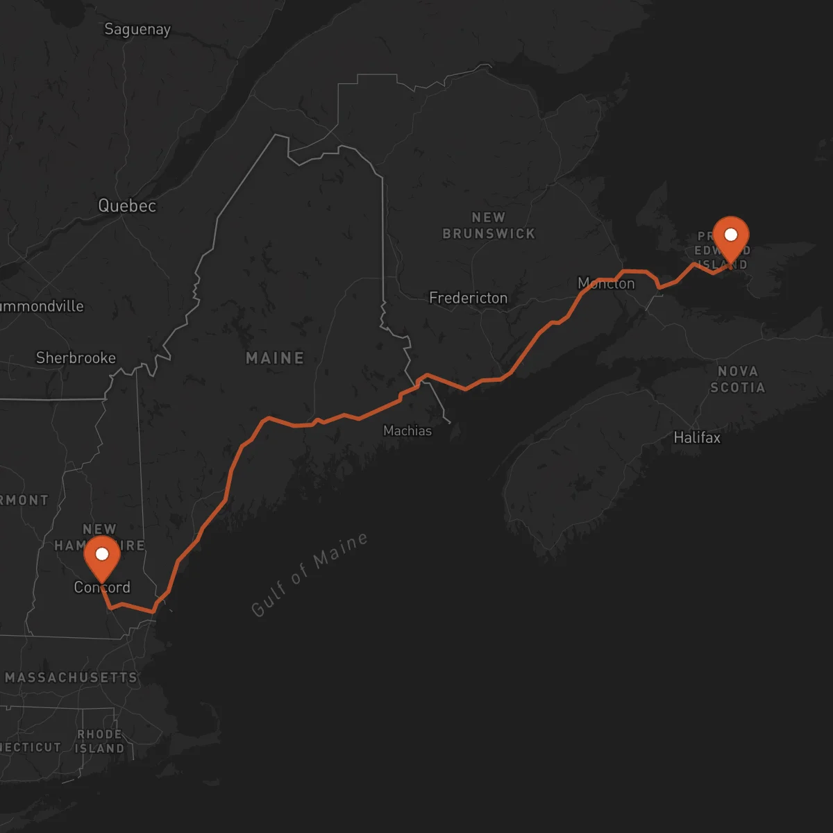 Ruta Concord - Charlottetown