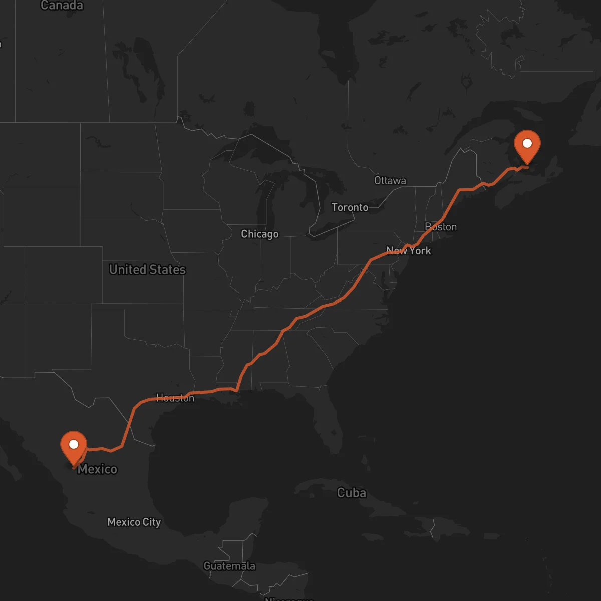Ruta Charlottetown - Durango