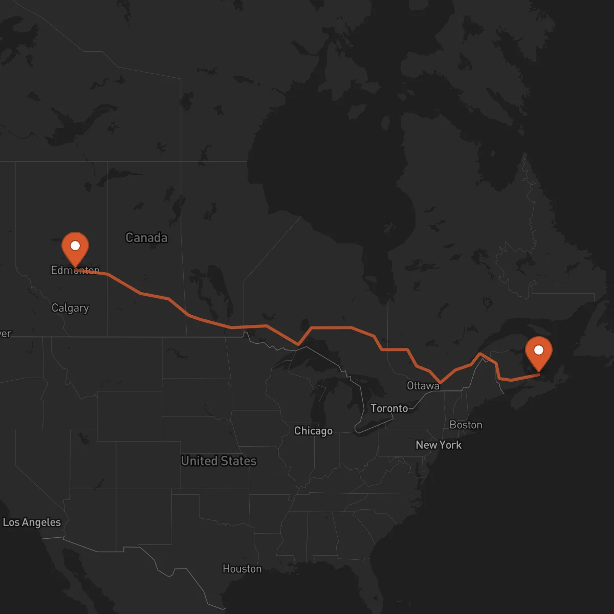 Ruta Charlottetown - Edmonton