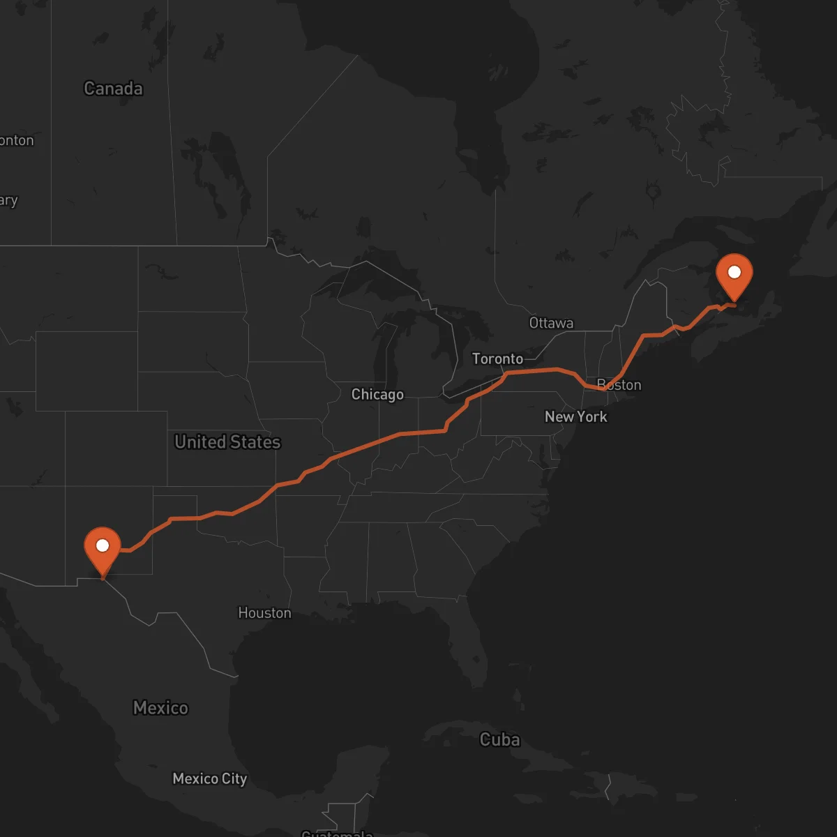 Ruta Charlottetown - El Paso
