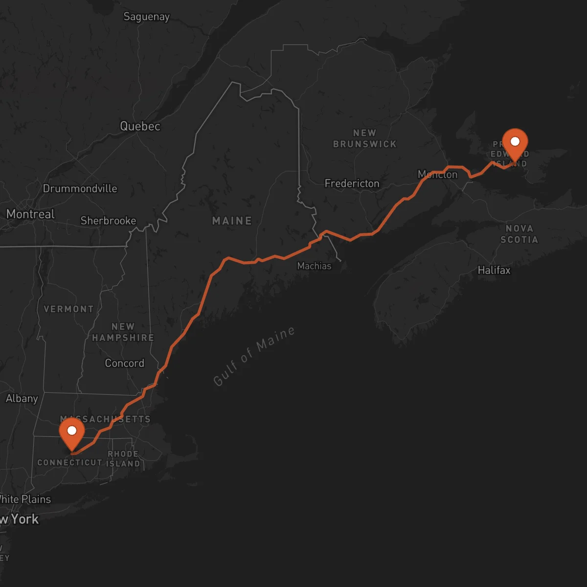 Ruta Hartford - Charlottetown