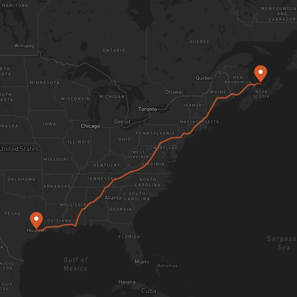 Ruta Houston - Charlottetown